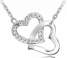 Double Heart Pendant Necklace Fashion Jewelry Gift Wedding Top Quality Romantic Cute Drilling 2024 - buy cheap