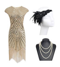 Vestido da grande gatsby, vestido de festa de lantejoulas e franjas, 1920s 2024 - compre barato