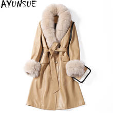AYUNSUE Genuine Leather Jacket Women Real Fox Fur Collar Long Sheepskin Coat Female Autumn Winter Down Jackets 2020 Abrigo Mujer 2024 - buy cheap