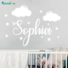 Clouds and Stars Custom Name Sticker Girl Room Personalized Decal Kids Nursery Decor Vinyl Wall Stickers BA478 2024 - buy cheap