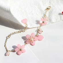 Pulsera de flor de cerezo Rosa pequeña pura y fresca y dulce pulsera de cristal cúbico ajustable pulseras de la nueva flor 2024 - compra barato