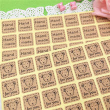100PCS/Lot Square Little Bear Handmade Printed Self-Adhesive Paper Stickers For Children Gifts Label Sealing Stickers Wholesale 2024 - buy cheap