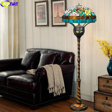 FUMAT Tiffany Style Floor Lamps Lantern Stained Glass Flower Anthemy Dragonfly Mosaic Classical European Bedside Lighting Light 2024 - buy cheap