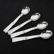 304 Stainless Steel Folding Spoon and Fork Portable Tableware Set Folding Spoon for Outdoor Hiking Camping Travel Picnic 2024 - купить недорого
