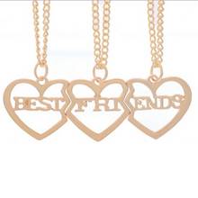 Melhor amigos bff colares para ouro prata rosegold chapeado coração colar para 3 amizade presente bestfriends jóias 2024 - compre barato