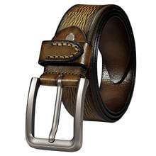 Men Belt Pin Buckle Belt Cow Leather Single Prong Belt Grass Green Waist Strap Male Retro Belt for Jeans Hole Punch Barry.Wang 2024 - buy cheap