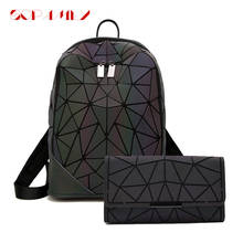 New Luminous Backpack Women Backpacks Fashion Girl Daily Backpack Hologram Female Geometry Purse Folding Bags Travel School Bag 2024 - buy cheap