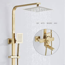 Mezcladores de baño y ducha de 8 ", juego de grifo de ducha de lluvia montado en la pared con ducha de mano, latón cepillado dorado, grifo de ducha de lluvia para Baño 2024 - compra barato