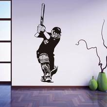 Крикет Спортивная Настенная Наклейка крикет летучая мышь Наклейка на стену виниловая детская Декор Спальни Съемный подростковый Декор для комнаты Z550 2024 - купить недорого