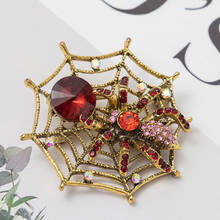 RHao Punk Men Spider Brooches Red Crystal Spider with Spiderweb animal brooches for Women and Men Sweater Coat Corsage pins gift 2024 - buy cheap
