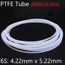 Tubo de ptfe rígido isolado e2, 6s, 4.22mm x 5.22mm, tubo de transmissão, resistente a altas temperaturas, branco, 600v 2024 - compre barato