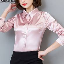 Spring Satin Silk blouse Women shirts Long Sleeve Elegant Work Wear womens tops and blouses Korean Fashion White Black blusas 2024 - buy cheap