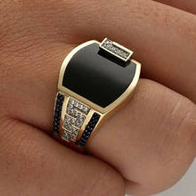 Модное мужское кольцо Стразы в стиле хип-хоп с нанопокрытием в европейском и американском стиле черное кольцо для мальчиков и девочек ювелирное изделие кольцо в подарок 2024 - купить недорого