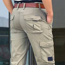 Calça macacão masculina de verão com muitos bolsos, calça comprida de algodão verde militar, para homens primavera e outono, 2020 2024 - compre barato