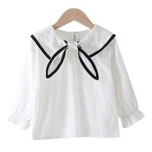 Toddler Girls Clothes White Blouses long sleeve Cotton Female Children Clothing Navy Style Girl Shirts Spring Kids tops tees 2024 - buy cheap