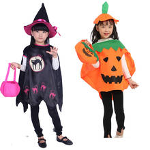 Children girl Cosplay halloween witch pumpkin costume cloak cape hat and gift bag clothes for boys kids 2024 - buy cheap