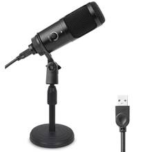Microfone condensador usb para computador, microfone de gravação com dupla camada acústica 2024 - compre barato