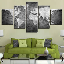 5 Pieces HD Prints Modular Vintage Posters Framework Retro World Map Paintings Bedroom Living Room Canvas Wall Art Pictures Home 2024 - buy cheap