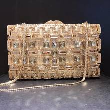Золотые стразы бриллиантовый клатч кошелек вечерняя сумочка роскошный алмаз свадебные сумки для женщин сумки дамы небольшой, Кристальный, для телефона, чехол клатчи 2024 - купить недорого