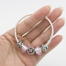 pink Glass beads bracelet set plated silver women charm bracelets bracelet  Gift charm bracelet  DIY Jewelry wholesale 2024 - купить недорого