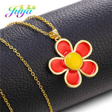 Juya Handmade Fine Jewelry Supplies Enamel Sun Flower Star Butterfly Evil Eye Moon Charms Pendant Necklace For Women's Jewelry 2024 - buy cheap