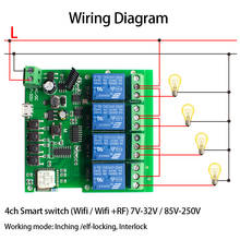 Interruptor de luz inalámbrico con Control remoto, módulo de relé de 10A, eWeLink, APP inteligente, 5V, 32V, 250V, 4 canales 2024 - compra barato