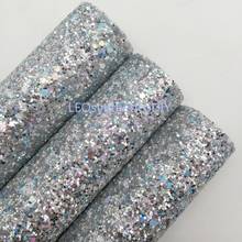 1PC 21X29CM Glitter Fabirc, Chunky Glitter Leather, SILVER Glitter Leather Sheets For Making Bows  LEOsyntheticoDIY T358A 2024 - buy cheap
