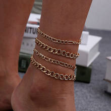 4 Pcs/Set Women Fashion Punk Multilayer Gold Chain Anklets Set Personality Summer Beach Party Anklet Bracelet Jewelry Gift 2024 - buy cheap