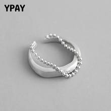 YPAY 100% Pure 925 Sterling Silver Matte Surface Small Round Beads Chain Tassel Open Rings for Women Fine Jewelry Gifts YMR786 2024 - buy cheap