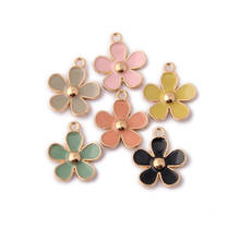 New Kawaii Spring Flower Charms 100pcs 21*17mm Gold Tone Plated Oil Drop Enamel Metal Alloy Floral Earring Floating Pendant DIY 2024 - buy cheap