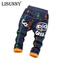  Baby Boys Pants Plaid cartoon 2021 Autumn Winter Children thick Warm cotton Pant Kids trousers soft boy jeans 2024 - buy cheap