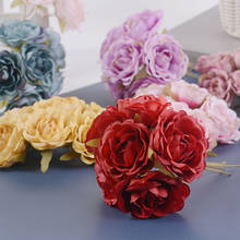 6pcs/lot silk Artificial roses Flowers Bouquet DIY home Wedding Decoration Handmade Gift Craft Wreath silk party scrapbooking 2024 - buy cheap
