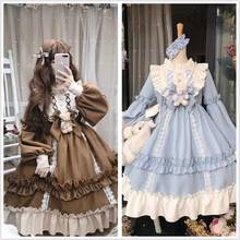 New Arrival Gothic Lolita Dress Soft Sisiter Bow Bear Lace Red Blue Pink Dress Women Princess Dress Palace Costume for Girls 2024 - buy cheap