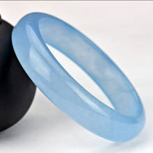 Brazalete de Jade azul Natural para hombre y mujer, joyería tallada a mano, accesorios de moda, brazalete redondo, regalos 2024 - compra barato