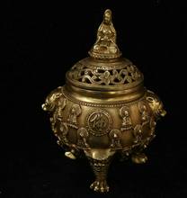 Chinese Buddhism Bronze Brass Kwan-yin Guan Yin Statue Incense Burner Censer 2024 - buy cheap