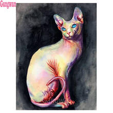 Sphynx pintura de pedras em forma de gato, faça você mesmo, pintura de animais com diamante quadrado completo/redondo, conjunto de mosaicos com strass, ponto cruz 2024 - compre barato