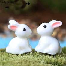 100PCS White Rabbit Figurine Animal Model Resin Craft Micro Landscape Home Decor Miniature Fairy Garden Decoration Accessories 2024 - купить недорого