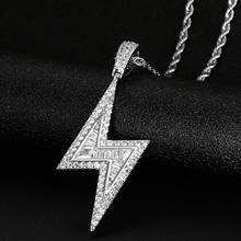 Lightning Shape Baguette Pendant Necklace Fashion Chain Charm Bling Women Men's Hip Hop Jewelry Rock Jewelry 2024 - buy cheap