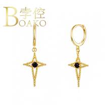 BOAKO Cross Black Zircon Earrings For Women 925 Sterling Silver Earrings Dangle Piercing Oreille  Ear Cuff Pendientes  #9.8 2024 - buy cheap