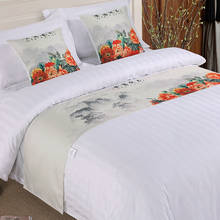 High Quality Peony Bed Runner Chinese Style Mountain Printed  Bed Spread Simplicity Bed Flag Home Hotel Bed Cover Decoration 2024 - buy cheap