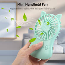 Mini ventilador de mão ventilador de mesa portátil com base ventilador de refrigeração elétrico usb recarregável 3 velocidade ajustável para viagens escritório 2024 - compre barato