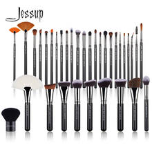Набор профессиональных кистей для макияжа Jessup, жемчужные черно-серебряные волокна, тени Пудра основа, роскошный косметический набор 3-34 шт. T313 2024 - купить недорого
