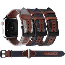Ремешок из натуральной кожи для Apple Watch iWatch 6 5 4 3 2 1 SE, сменный нейлоновый браслет для мужчин и женщин, 38 мм 42 мм 40 мм 44 мм 2024 - купить недорого