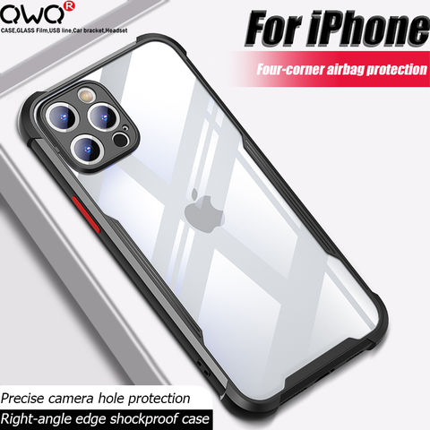 Transparent Shockproof Case For iPhone 11 12 Pro XS Max mini on X XR 6 6s 8 7 Plus SE 2020 Luxury Ultra Thin Silicone Back Cover 2022 - купить недорого