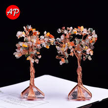 Árbol de la vida de cristal Natural, Base de pirámide de cuarzo transparente, decoración del hogar, árbol de la suerte, adornos minerales curativos, joyería Reiki, 1 ud. 2024 - compra barato