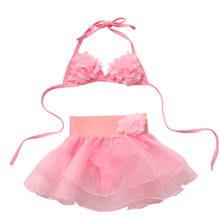 Bikini Floral para niña de 1 a 6 años, bañador infantil de princesa, dos piezas, Tops rosas + pantalones cortos de tutú, traje de baño 2024 - compra barato