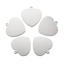 Pingentes de coração etiqueta em branco estampagem de aço inoxidável, cor de aço inoxidável, 41x40x1mm, buraco: 3mm f50 5 peças 2024 - compre barato