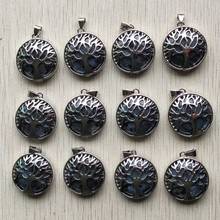 Wholesale 12pcs/lot fashion natural black ShimmerStone alloy tree of life Pendants for jewelry accessories marking free shipping 2024 - buy cheap