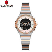Kademan relógio feminino de marca de luxo, relógio para mulheres, analógico, digital, de quartzo, aço inoxidável 2024 - compre barato