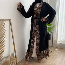 Abaya Dubai-Kimono Jilbab con estampado de leopardo para mujer, caftán turco musulmán, vestido largo abierto para fiesta, ropa islámica de Ramadán, novedad 2024 - compra barato